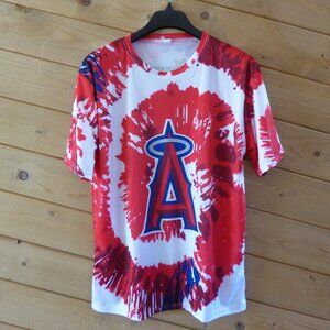 Anaheim Angels Tie Dye Polyester T-shirt By Draft Kings Mens XL New MLB Baseball
